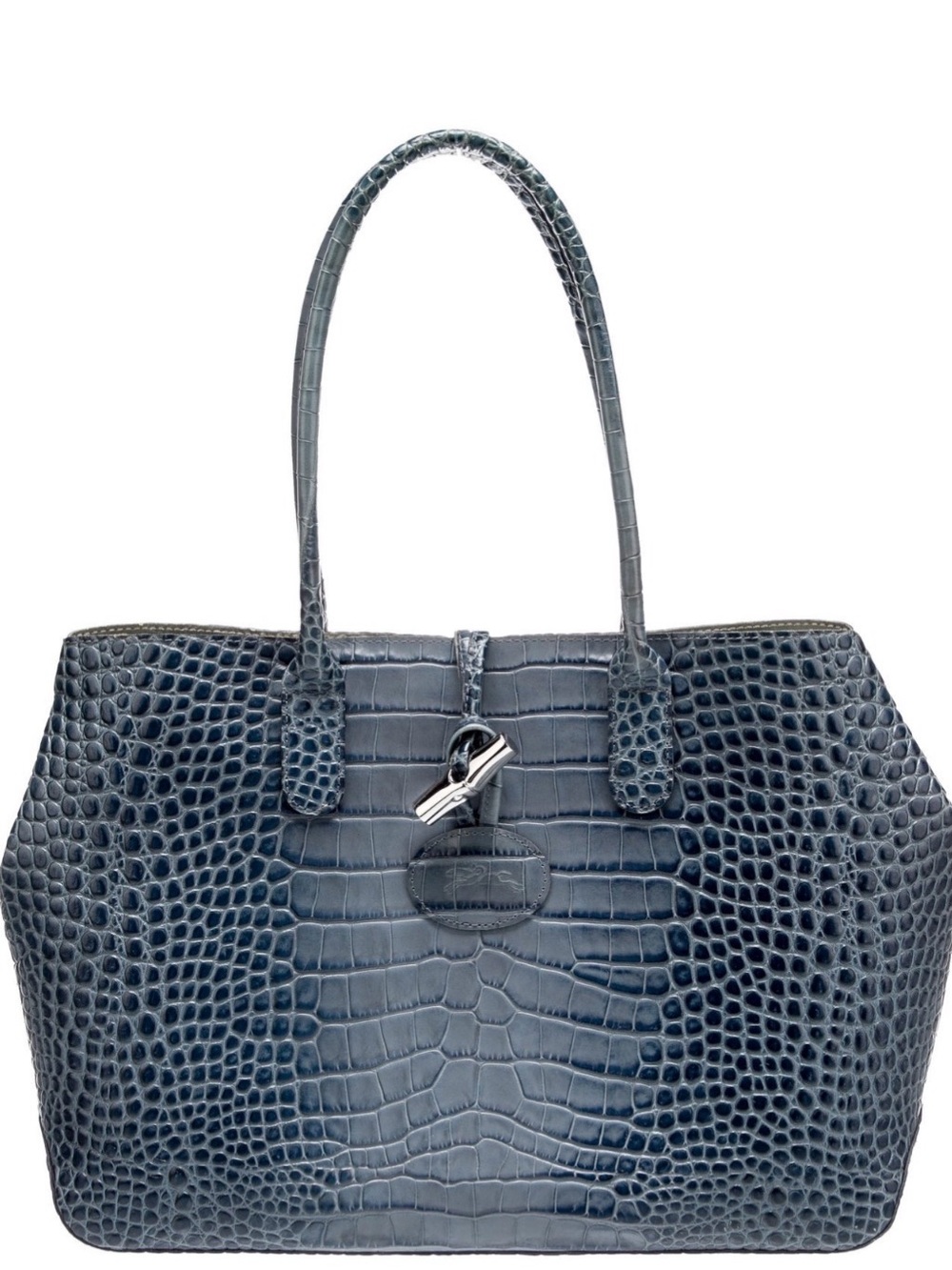 Longchamp Roseau Croc Embossed Leather Shoulder Tote